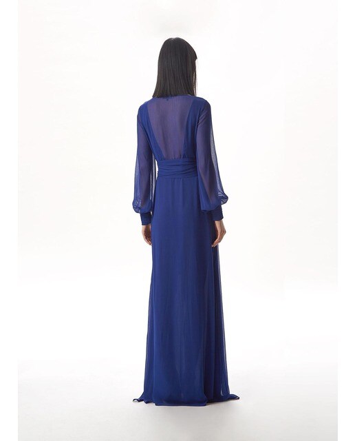 Vestido largo con transparencias