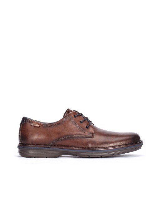 Zapatos de cordones de hombre Pikolinos en piel vacuna color marrón oscuro