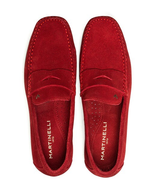 Mocasines de hombre Martinelli de ante color rojo
