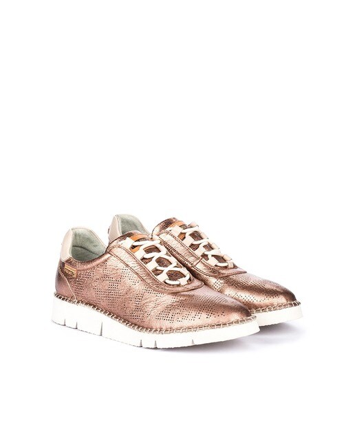 Zapatos de cordones de mujer Pikolinos en piel vacuna color nude