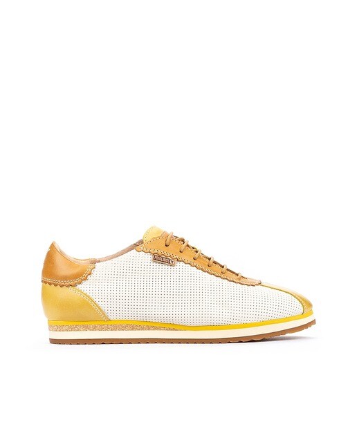 Zapatillas de piel de mujer Pikolinos estilo bowling en contraste de color