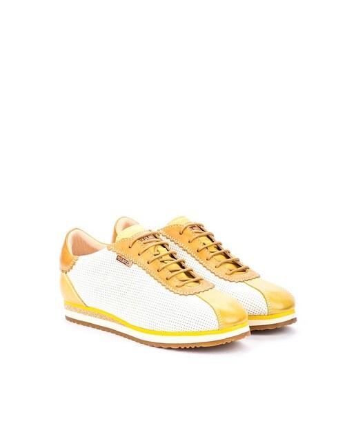Zapatillas de piel de mujer Pikolinos estilo bowling en contraste de color