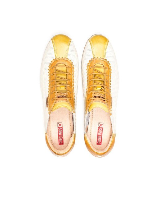 Zapatillas de piel de mujer Pikolinos estilo bowling en contraste de color