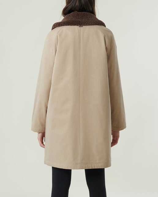 Gabardina de mujer lisa con cuello de borrego desmontable