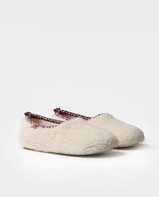 Zapatillas de casa de mujer de tejido en color blanco