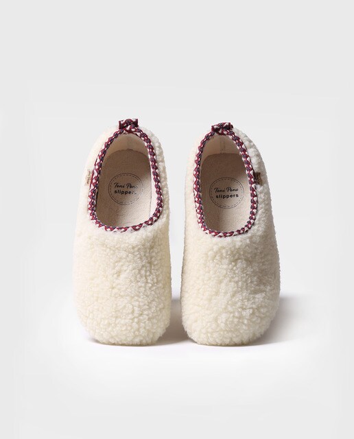 Zapatillas de casa de mujer de tejido en color blanco