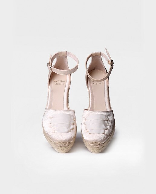 Alpargatas de cuña de mujer Toni Pons de raso en color blanco