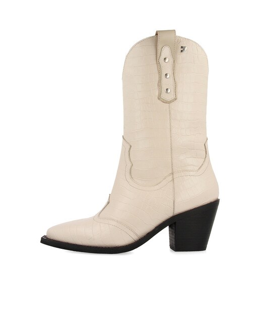 Botas altas de mujer Gioseppo Woman de piel off-white estilo cowboy