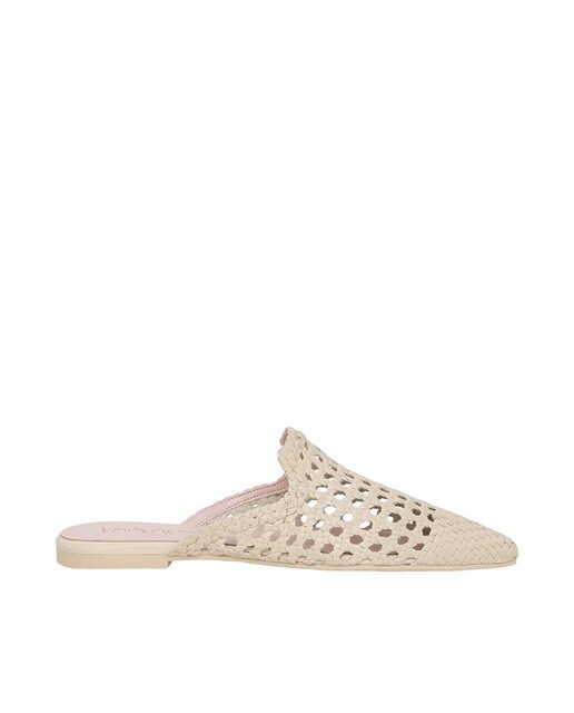 Mule de mujer Pretty Ballerinas en napa entrelazda color beige
