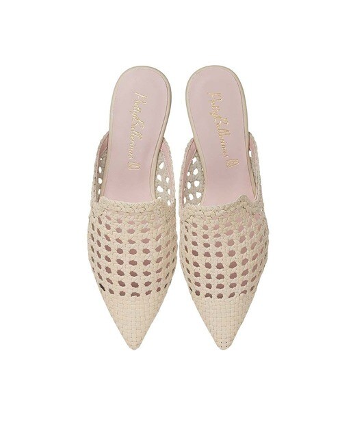 Mule de mujer Pretty Ballerinas en napa entrelazda color beige