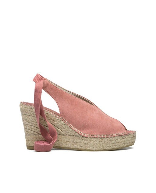 Sandalias de cuña de mujer Vidorreta de serraje en rosa