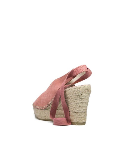Sandalias de cuña de mujer Vidorreta de serraje en rosa