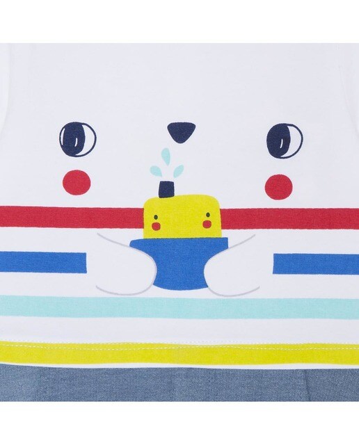 Pelele de bebé niño azul con dibujo de gatito