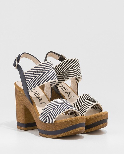 Sandalias de tacón de mujer Gadea en textil de color negro