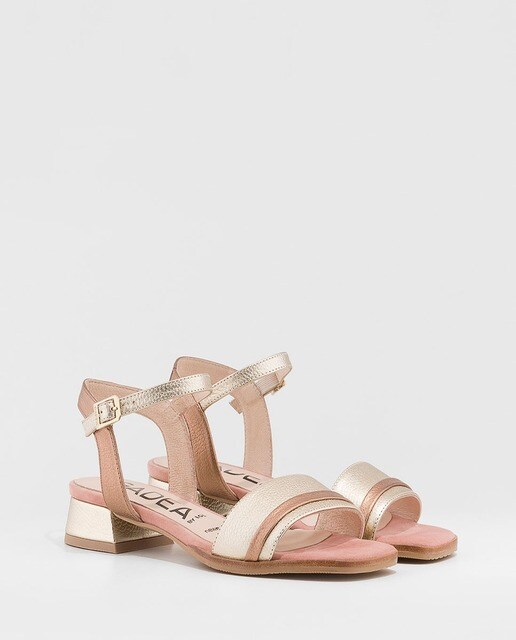 Sandalias de tacón de mujer Gadea en piel de color oro