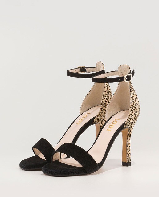 Sandalias de tacón de mujer Lodi en ante de color negro