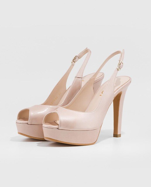 Peep toes de mujer Lodi de piel en color beige