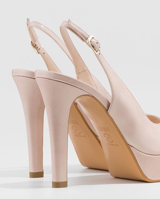 Peep toes de mujer Lodi de piel en color beige