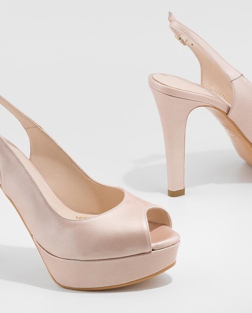 Peep toes de mujer Lodi de piel en color beige