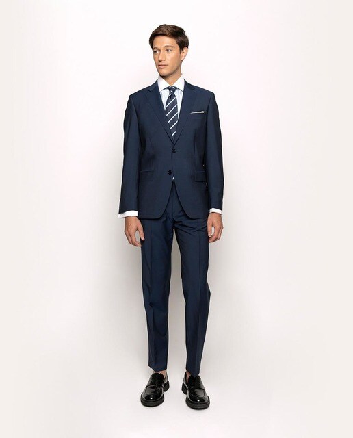 Traje de hombre regular liso en azul marino