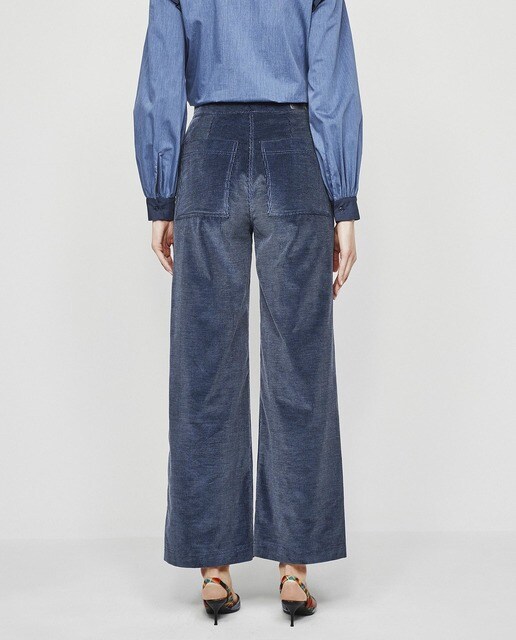 Pantalón recto de mujer de pana de tiro alto