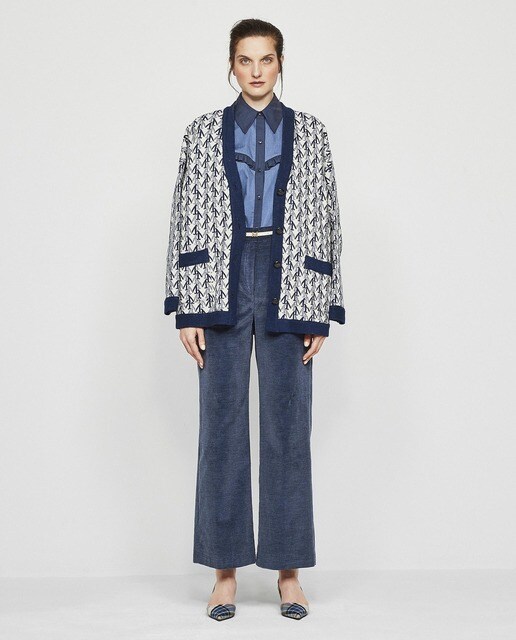 Pantalón recto de mujer de pana de tiro alto