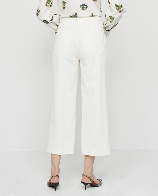Pantalón recto de mujer de algodón de tiro alto