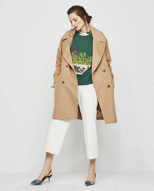 Pantalón recto de mujer de algodón de tiro alto