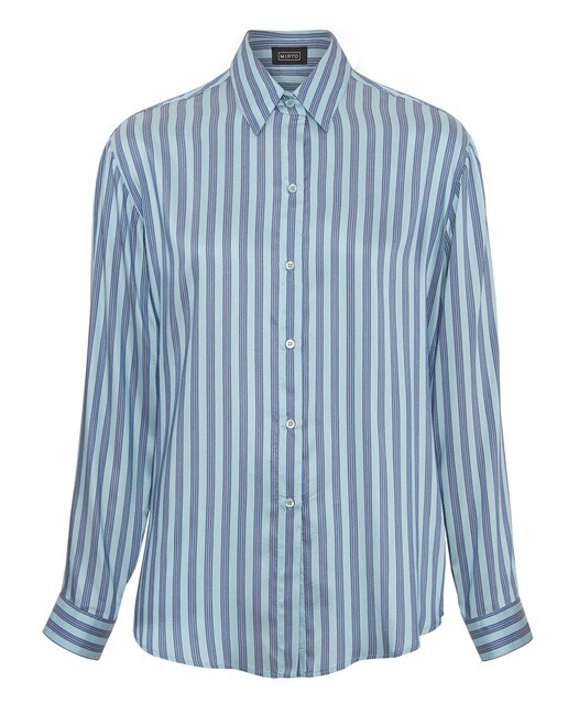 Blusa de mujer de manga larga con seda de rayas