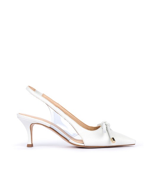 Zapatos de salón de mujer Pedro Miralles destalonados de napa en color blanco