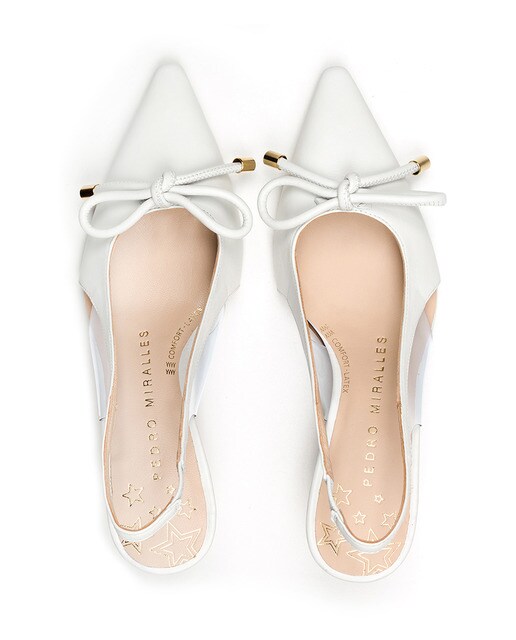 Zapatos de salón de mujer Pedro Miralles destalonados de napa en color blanco