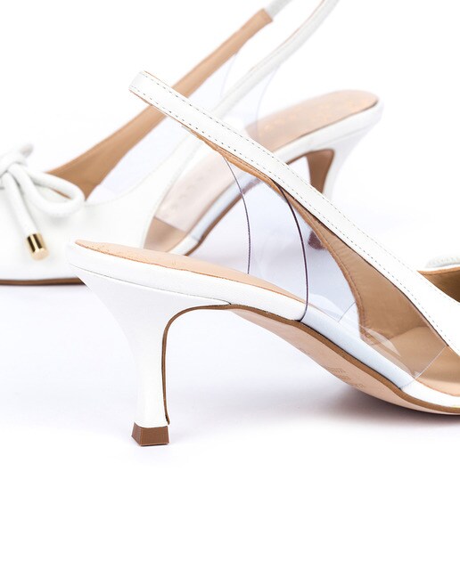 Zapatos de salón de mujer Pedro Miralles destalonados de napa en color blanco