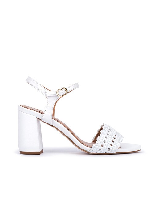 Sandalias de tacón de mujer Pedro Miralles de napa en color blanco