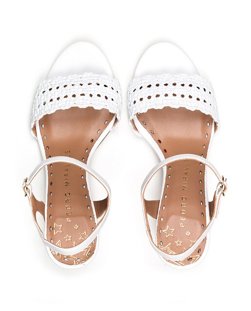 Sandalias de tacón de mujer Pedro Miralles de napa en color blanco
