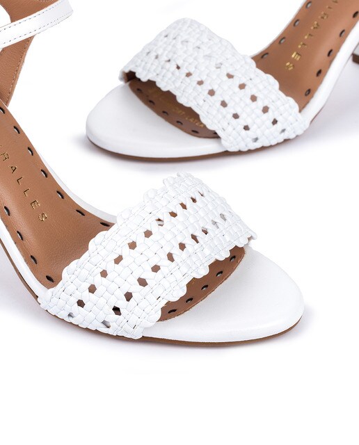 Sandalias de tacón de mujer Pedro Miralles de napa en color blanco