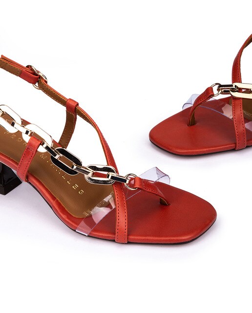Sandalias de tacón de mujer Pedro Miralles de piel en color rojo