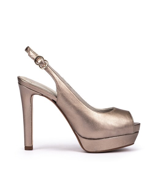 Peep toes de mujer de piel en color oro