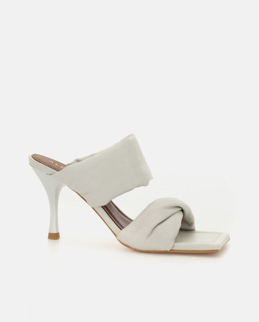 Sandalias de tacón de mujer Alohas Twist Strap de cuero en color blanco