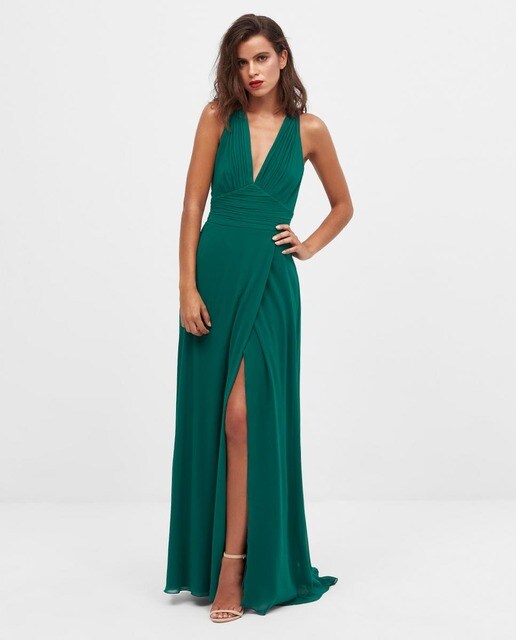 Vestido de mujer Veneno en la piel largo de gasa con escote de pico