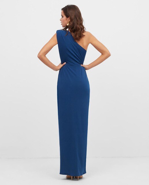Vestido largo con drapeado frontal