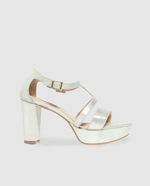 Sandalias de tacón de mujer Mr Mac Shoes con cierre de hebilla en plata