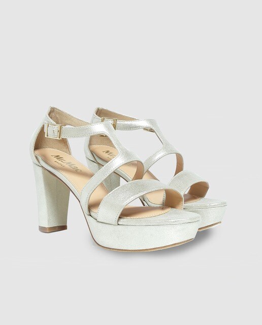 Sandalias de tacón de mujer Mr Mac Shoes con cierre de hebilla en plata