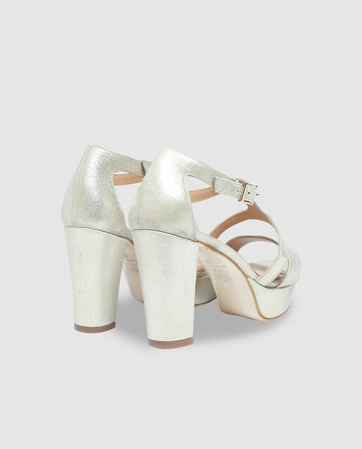 Sandalias de tacón de mujer Mr Mac Shoes con cierre de hebilla en plata