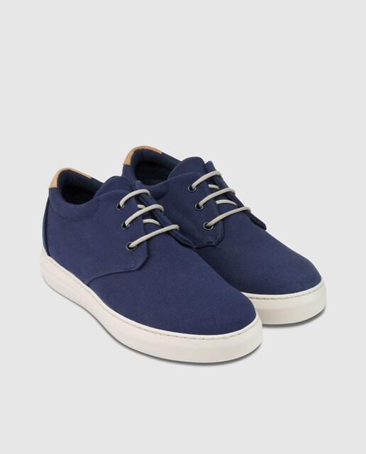Zapatos de cordones de hombre con alza Masaltos de tela en azul marino