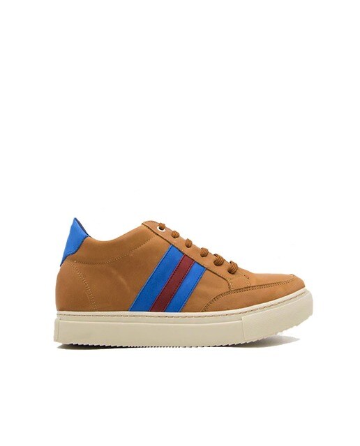 Zapatillas de piel con alza de hombre Masaltos de piel en azul marino