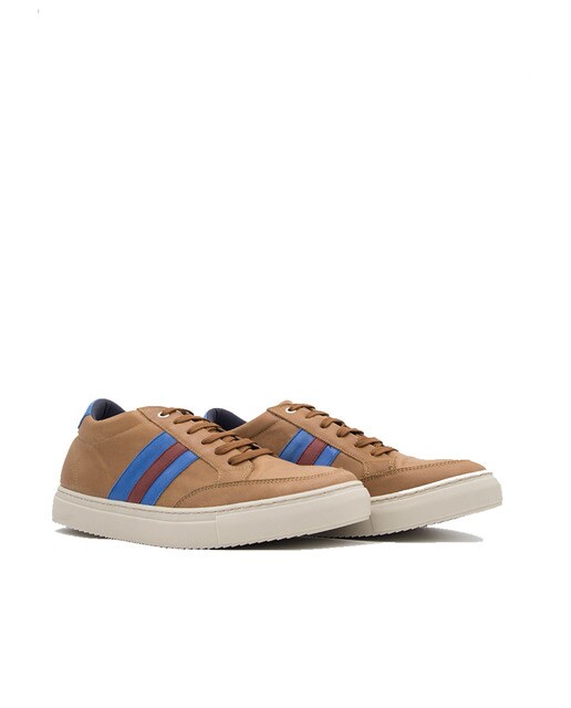 Zapatillas de piel con alza de hombre Masaltos de piel en azul marino