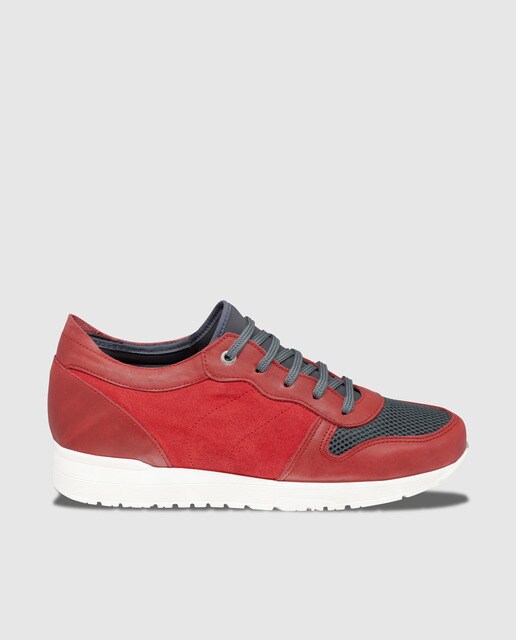 Zapatillas de piel con alza de hombre Masaltos de piel en rojo