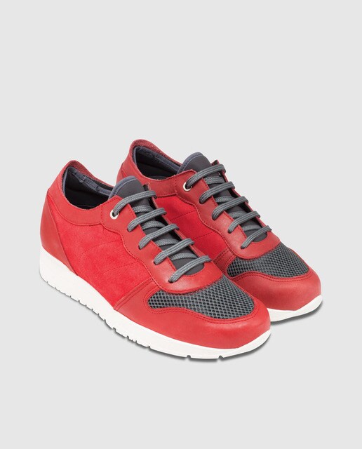 Zapatillas de piel con alza de hombre Masaltos de piel en rojo