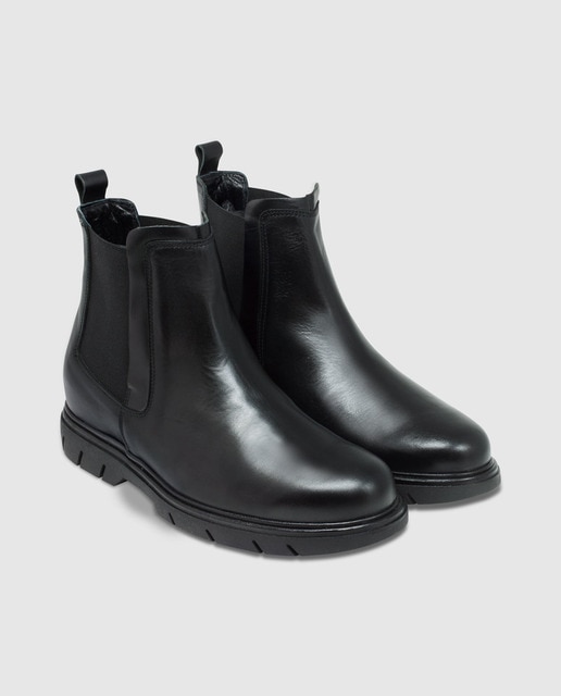 Botas de hombre con alza Masaltos de piel en negro