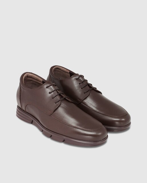 Zapatos de cordones de hombre con alza Masaltos de piel en marrón oscuro